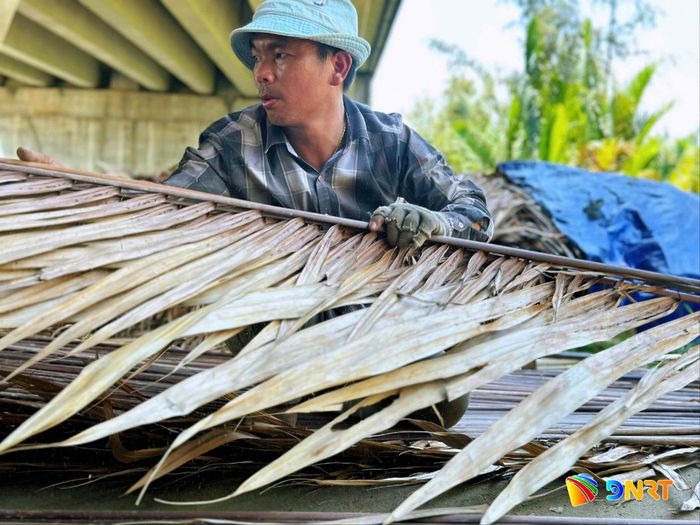 Anh Phạm Minh Vương là một trong số ít người trẻ còn theo nghề làm nhà tre, dừa ở Cẩm Thanh. Ảnh: KHA MIÊN
