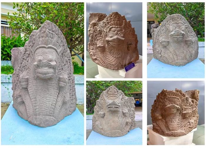  Bộ sưu tập phù điêu rắn Naga được phát hiện tại tháp Dương Long, góp phần làm rõ nghệ thuật trang trí kiến trúc Champa thời Vijaya. Ảnh: Ngọc Nhuận 