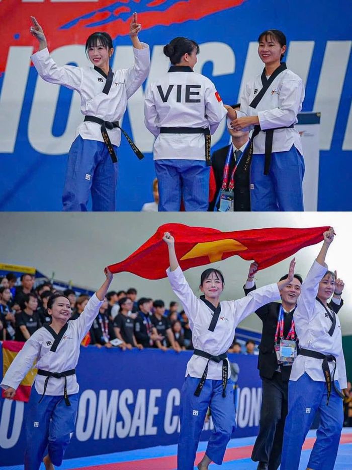 Nữ VĐV Nguyễn Thị Lệ Kim (ngoài cùng bên trái) ăn mừng cùng đồng đội sau trận chung kết (Ảnh: Trung tâm Huấn luyện và Thi đấu Thể thao tỉnh Lâm Đồng)