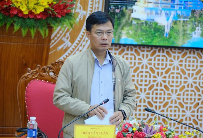 Phó Chủ tịch UBND tỉnh Đinh Văn Tuấn phát biểu chỉ đạo tại buổi làm việc