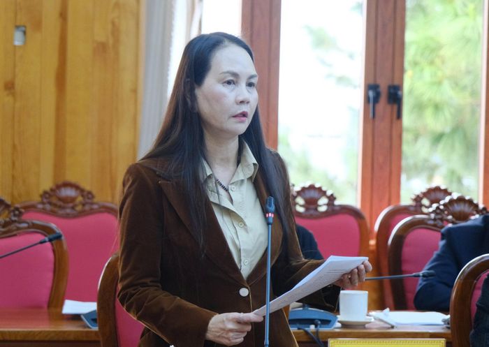 Bà Nguyễn Thị Bích Ngọc, Phó Giám đốc Sở Văn hóa, Thể thao và Du lịch Lâm Đồng phát biểu tại buổi làm việc