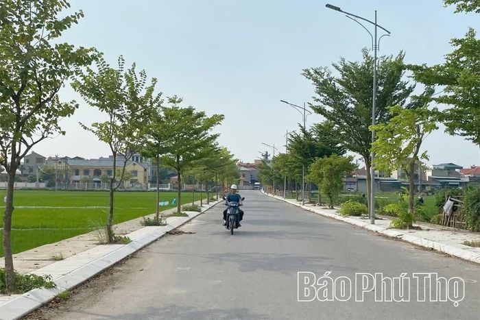 Đường giao thông vào thôn Yên Định, xã Xuân Lãng được đổ bê tông, trồng cây, tạo cảnh quan xanh, sạch, đẹp.