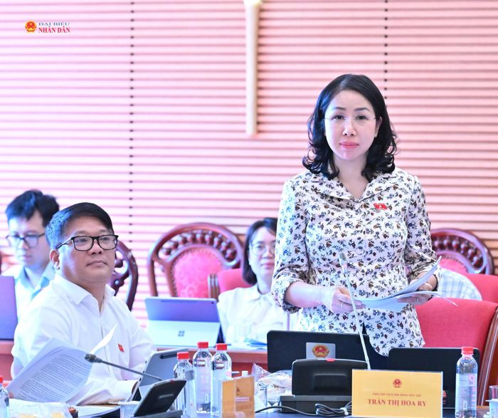 ĐBQH hoạt động chuyên trách tại Ủy ban Văn hóa và Xã hội Phan Thị Thùy Linh góp ý làm rõ khái niệm công nghiệp văn hóa và cơ chế thử nghiệm có kiểm soát trong các ngành công nghiệp văn hóa