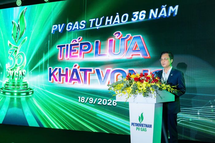 Chủ tịch HĐQT PV GAS Bùi Minh Tiến phát biểu khai mạc tại buổi lễ. Ảnh: PV GAS.