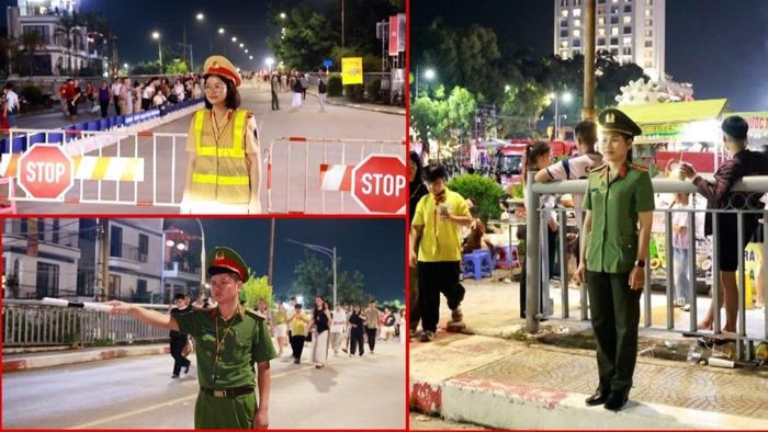 Các lực lượng đảm bảo an ninh trật tự tại các chốt và điều tiết phương tiện tại khu vực cầu Đông Kinh.