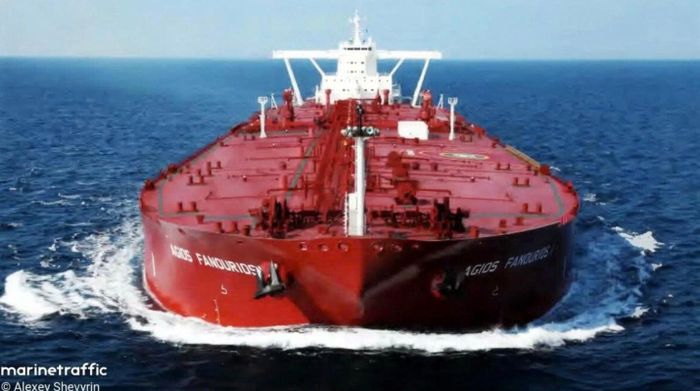 Siêu tàu dầu Agios Fanourios I là một trong ba siêu tàu rời eo biển Hormuz thành công trong tuần qua. (Ảnh: Marine Traffic)