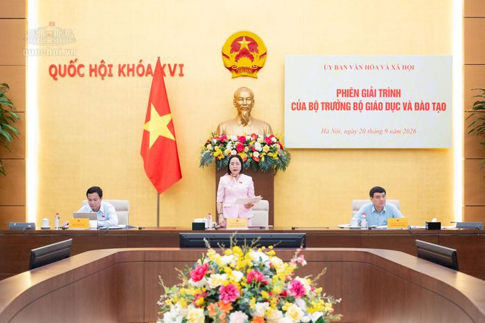 Phó Chủ tịch Quốc hội Nguyễn Thị Thanh chủ trì phiên giải trình. Ảnh: media.quochoi.vn