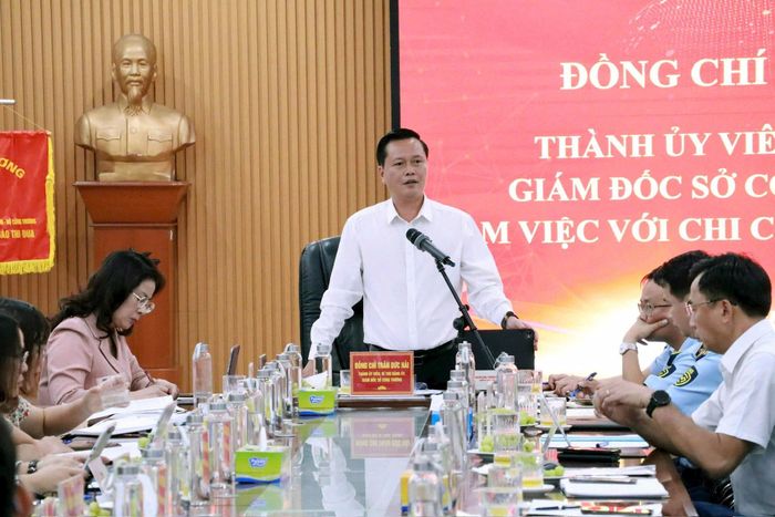 Giám đốc Sở Công Thương Hà Nội Trần Đức Hải phát biểu tại buổi làm việc.