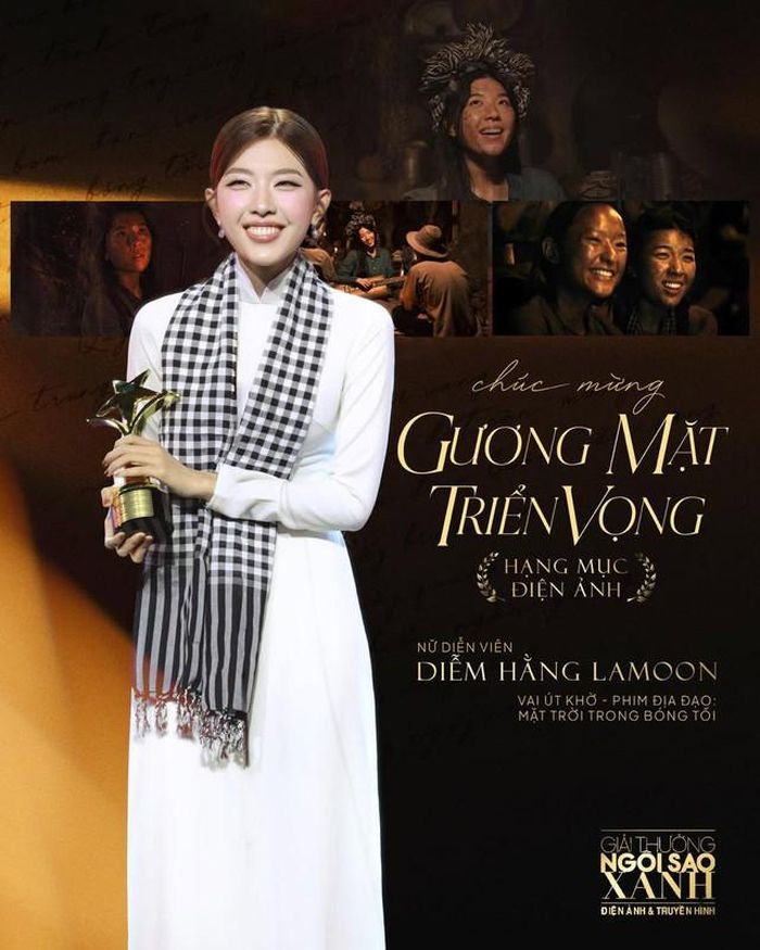 Vai Út Khờ giúp Diễm Hằng Lamoon giành giải Gương mặt triển vọng, Hạng mục điện ảnh - Giải thưởng Ngôi sao Xanh 2025. Ảnh FBNV