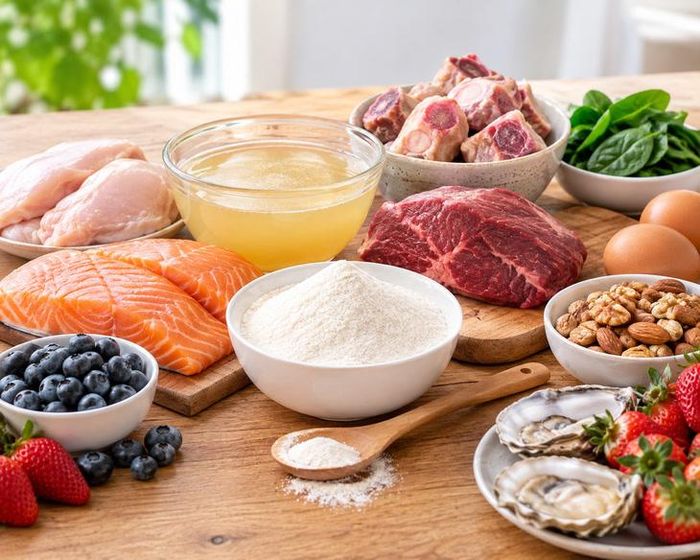 Nên bổ sung collagen từ thực phẩm. Ảnh minh họa AI.