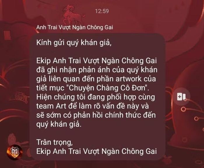 Trước đó, trong BC Anh Trai Vượt Ngàn Chông Gai cũng chia sẻ đang phối hợp xử lý.