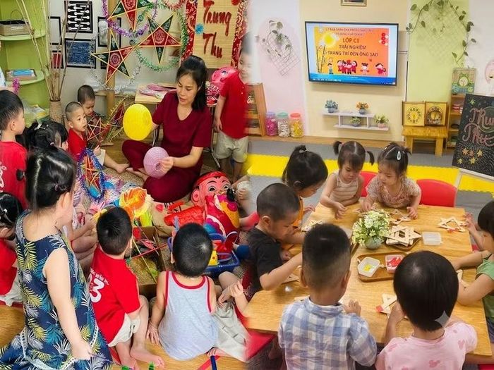 Cô Bích cùng học sinh lớp C1 tự tay làm, trang trí và hoàn thiện các sản phẩm.