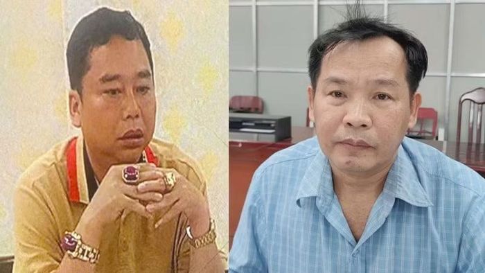 Bị can Thái Huy Phong (bên trái) và bị can Trần Nhật Trường. (Ảnh: NGỌC KHUÊ)