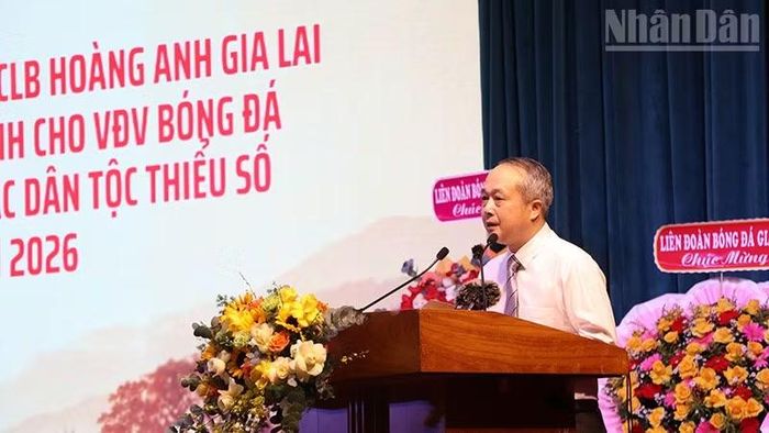 Ông Nguyễn Xuân Thắng phát biểu tại buổi lễ. (Ảnh: PHÚC THẮNG)