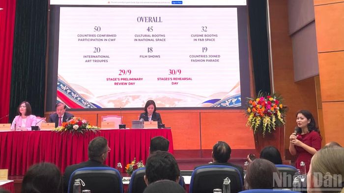 Đại diện Ban tổ chức thông tin về Lễ hội văn hóa thế giới tại Hà Nội lần thứ 2. (Ảnh: NGỌC LIÊN)