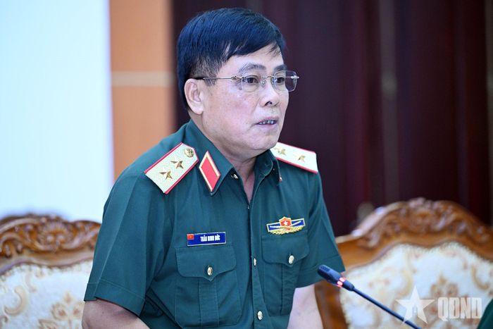 Trung tướng Trần Minh Đức, Chủ nhiệm Tổng cục Hậu cần - Kỹ thuật phát biểu.