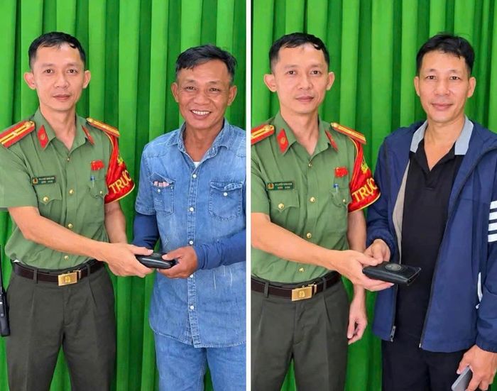 Công an phường Điện Bàn tiếp nhận và trao trả tài sản cho người dân.
