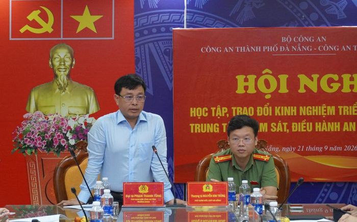 Đại tá Phạm Thanh Tùng, Phó Giám đốc Công an tỉnh Tây Ninh phát biểu tại buổi làm việc