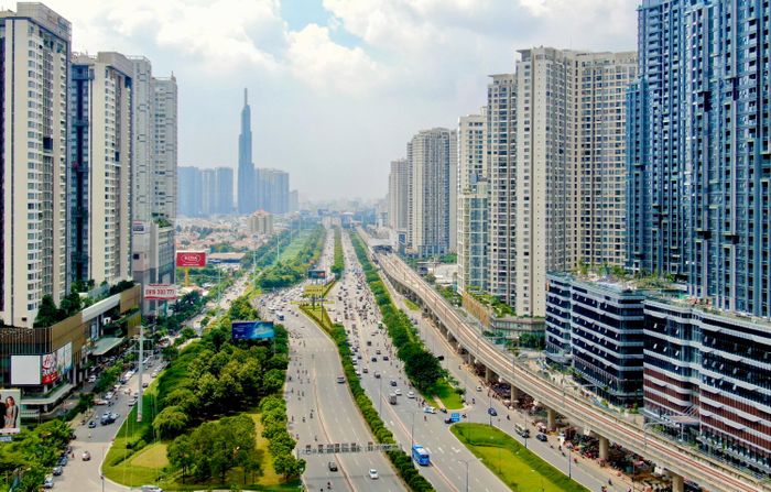  Diện mạo đô thị hiện đại, sầm uất bên trục đường Võ Nguyên Giáp, phường An Khánh. Ảnh: HOÀNG HÙNG 