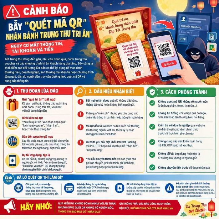 Bẫy "quét mã QR" nhận bánh Trung thu tri ân. Ảnh: Công an xã Bàu Hàm, thành phố Đồng Nai