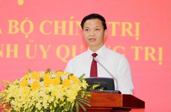 Ông Vương Quốc Tuấn, Bí thư Tỉnh ủy Quảng Trị phát biểu nhận nhiệm vụ. Ảnh: TP