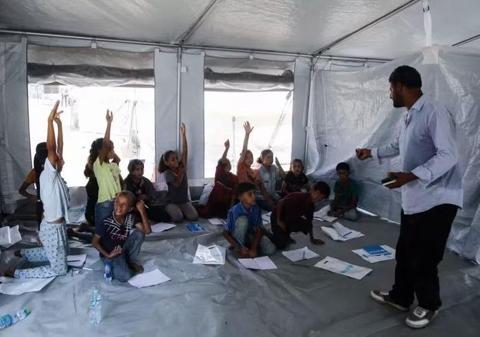 Một lớp học ở Gaza. Ảnh: UNICEF