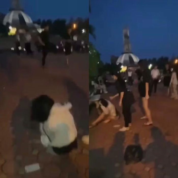 Em N.P.M.N (14 tuổi, học sinh lớp 9, Trường THCS Tân Hạnh) bị hành hung (Ảnh: Chụp từ Clip)