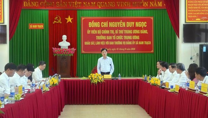 Trưởng Ban Tổ chức Trung ương Nguyễn Duy Ngọc chủ trì buổi làm việc.