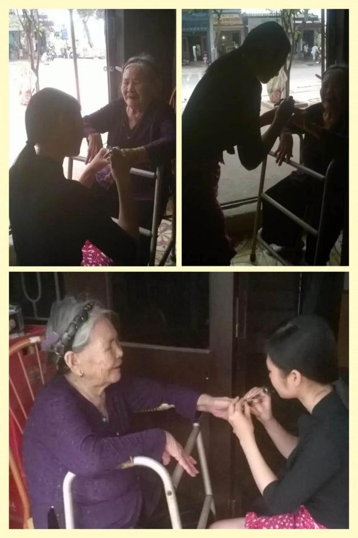 Chị Hải Anh và bà nội trong ngôi nhà cũ