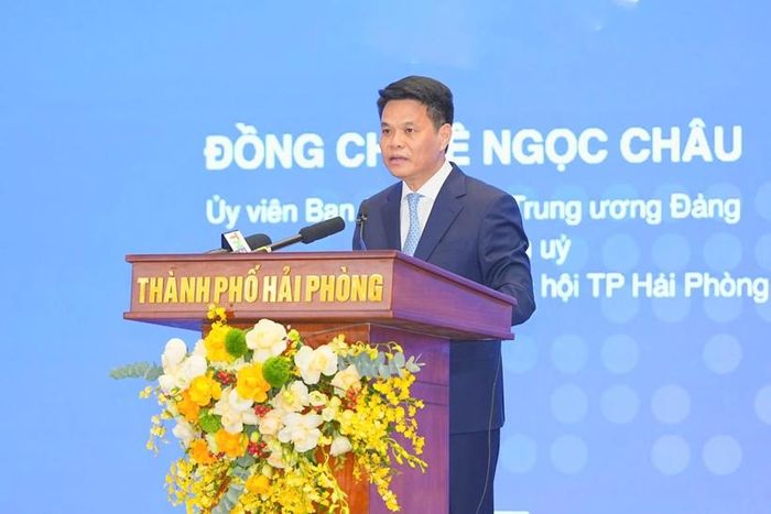 Ông Lê Ngọc Châu, Bí thư Thành ủy Hải Phòng phát biểu tại Diễn đàn Logistics vùng Đồng bằng sông Hồng lần thứ VII. Ảnh: ĐT