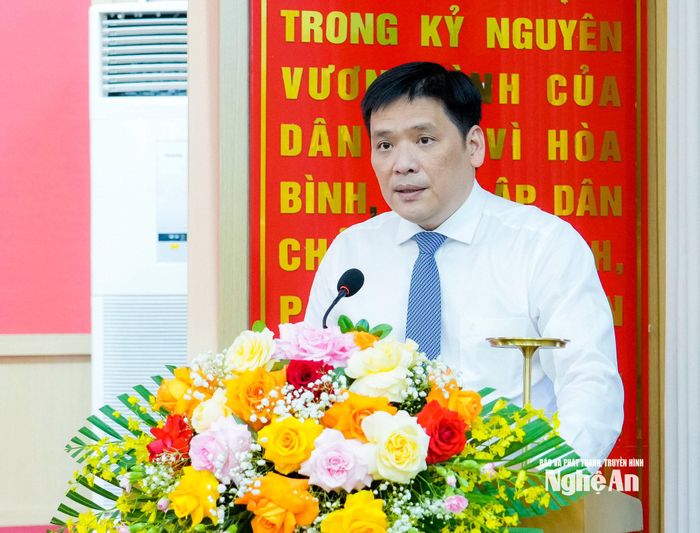 Đồng chí Nguyễn Thanh Bình - Phó Bí thư Tỉnh uỷ phát biểu nhận nhiệm vụ. Ảnh: Phạm Bằng