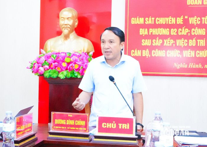 Đồng chí Dương Đình Chỉnh - Uỷ viên Ban Thường vụ Tỉnh uỷ, Phó Chủ tịch Thường trực HĐND tỉnh kết luận tại cuộc làm việc. Ảnh: Mai Hoa
