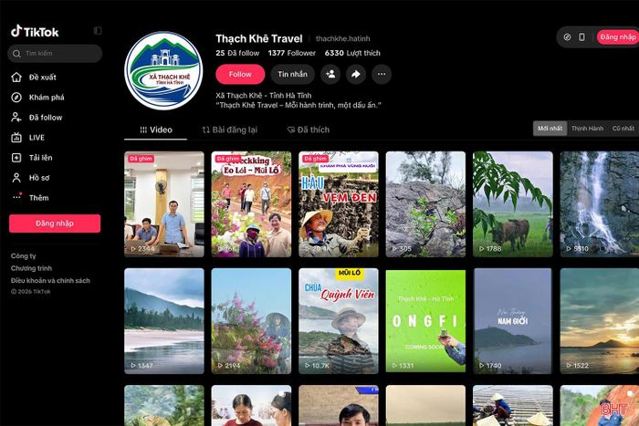 Kênh TikTok “Thạch Khê Travel" của xã Thạch Khê.