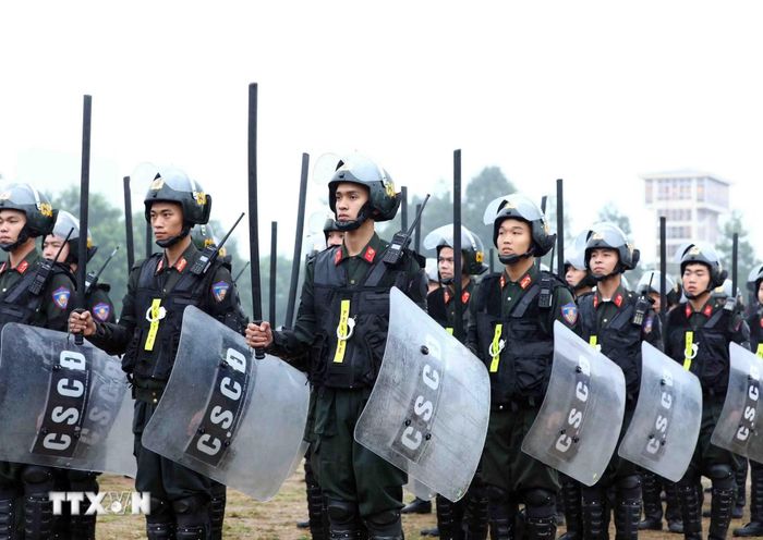 Cảnh sát gìn giữ hòa bình tham gia với 3 nội dung gồm: Sỹ quan cá nhân; đội Cảnh sát đặc biệt và đội Cảnh sát vũ trang. (Ảnh: Phạm Kiên/TTXVN)