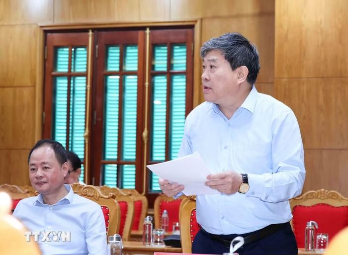 Đồng chí Nguyễn Duy Bắc, Ủy viên Ban Thường vụ Đảng ủy các cơ quan Đảng Trung ương, Phó Giám đốc Học viện Chính trị quốc gia Hồ Chí Minh phát biểu tại hội nghị. (Ảnh: Phương Hoa/TTXVN)