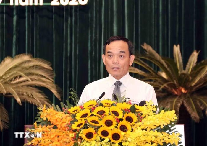 Ông Trần Lưu Quang, Ủy viên Bộ Chính trị, Bí thư Thành ủy Thành phố Hồ Chí Minh, phát biểu tại Kỳ họp. (Ảnh: Xuân Khu/TTXVN)