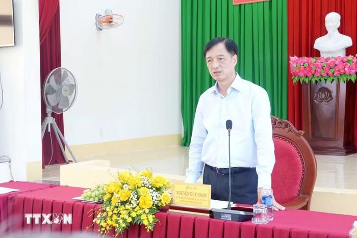 Trưởng Ban Tổ chức Trung ương Nguyễn Duy Ngọc phát biểu tại buổi làm việc. (Ảnh: Tá Chuyên/TTXVN)