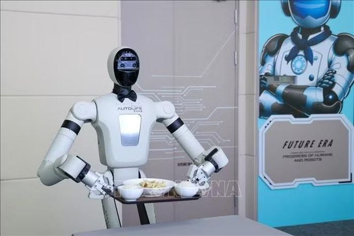 Robot hình người phục vụ tại một nhà hàng ở thành phố Thâm Quyến, tỉnh Quảng Đông, Trung Quốc, ngày 4/8/2026. Ảnh: THX/TTXVN phát