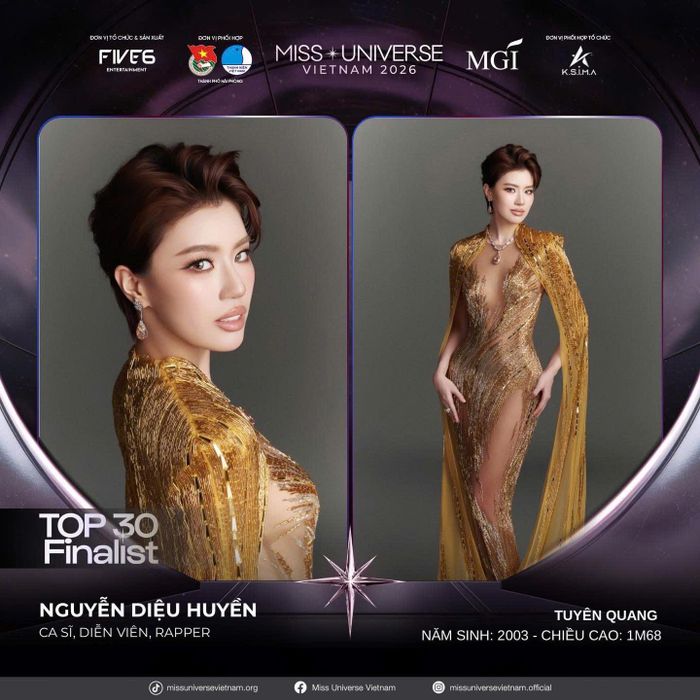 Pháo được công bố là thí sinh cuối cùng góp mặt trong top 30 Miss Universe Vietnam 2026. Ảnh: Miss Universe Vietnam