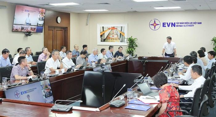 Tổng Giám đốc EVN Nguyễn Anh Tuấn chủ trì buổi làm việc. Lê Minh/Vnanet.vn/Bnews.vn