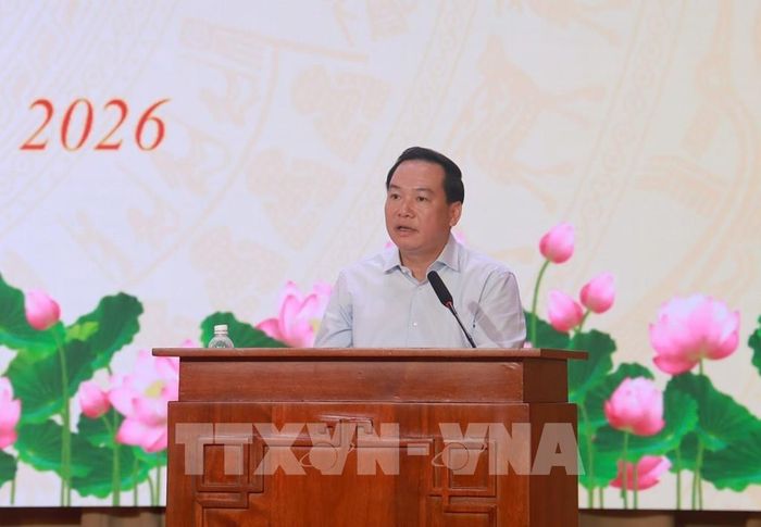 Ông Hồ Xuân Trường, Phó Bí thư Thường trực Tỉnh ủy Khánh Hòa phát biểu tại hội nghị. Ảnh: Xuân Triệu - TTXVN