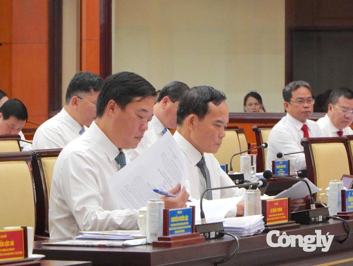 Bí thư Thành ủy Trần Lưu Quang và các đại biểu tham dự kỳ họp.