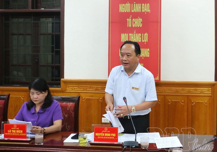 Đồng chí Nguyễn Minh Phú, Tỉnh ủy viên, Phó Chủ tịch UBND tỉnh phát biểu tại phiên họp.