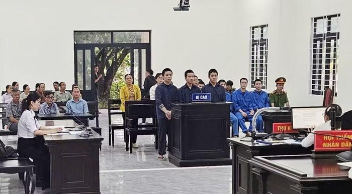 Các bị cáo Bùi Xuân Cảnh (SN 2008), Phạm Đăng Khoa (SN 2008) và Lê Phan Tấn Min (SN 2008). Ảnh: Văn Tố