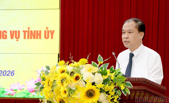 Đại diện lãnh đạo Ban Tổ chức Tỉnh ủy công bố quyết định tại hội nghị.