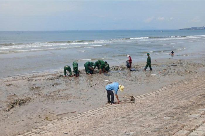 Bãi biển khu vực tổ dân phố 8 đã được trả lại không gian sạch, đẹp sau khi dọn vệ sinh