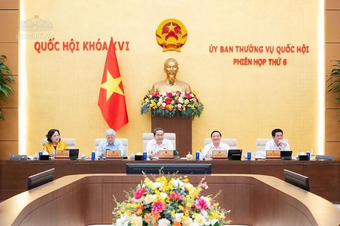 Chủ tịch Quốc hội Trần Thanh Mẫn và các Phó chủ tịch Quốc hội tại phiên họp. Ảnh: Quochoi.vn.