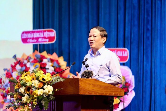 Chủ tịch UBND tỉnh Gia Lai Phạm Anh Tuấn phát biểu tại buổi lễ.