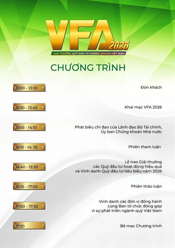 Chương trình Giải thưởng Quỹ đầu tư chứng khoán Việt Nam năm 2026 - Vietnam Fund Awards 2026 (VFA 2026)