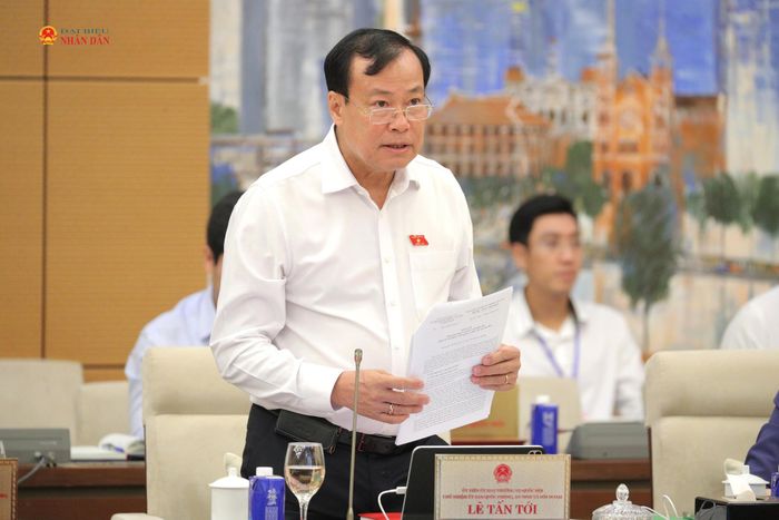 Chủ nhiệm Ủy ban Quốc phòng, An ninh và Đối ngoại Lê Tấn Tới phát biểu tại phiên họp